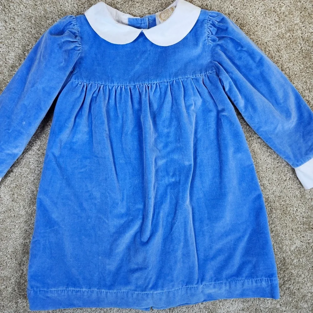 The Beaufort Bonnet Company Dress Blue Velvet Peter Pan Collar Classic Size‎ 10